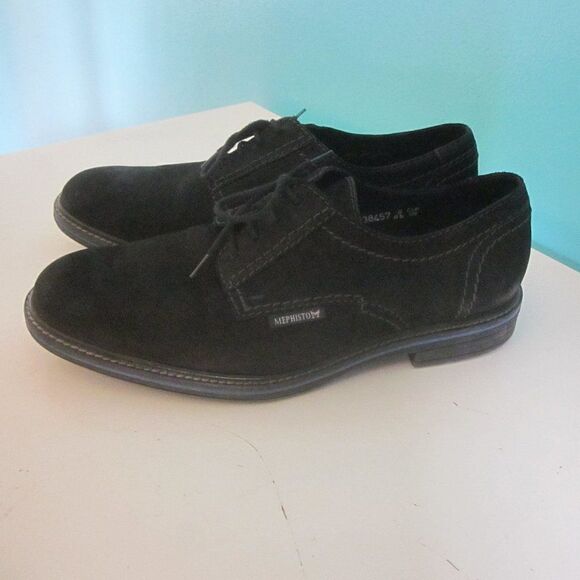 Mens 8.5 UK Size 8 Black Suede Leather Mephisto AirJet Lace Up Shoes